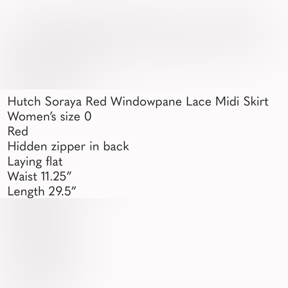 Hutch Anthropologie Soraya Red Windowpane Lace Cutout Hi Lo Midi Skirt Size 0 - Picture 9 of 9